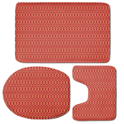 Vintage Japanese Pattern Print 3 Piece Bath Mat Set