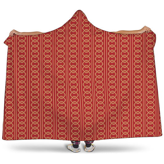 Vintage Japanese Pattern Print Hooded Blanket