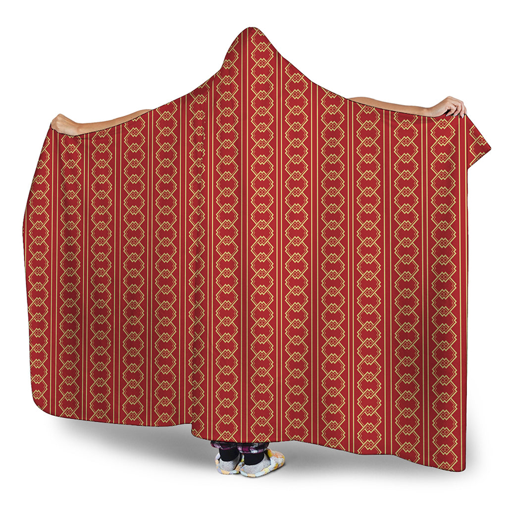 Vintage Japanese Pattern Print Hooded Blanket