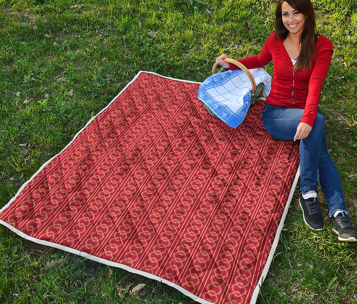 Vintage Japanese Pattern Print Quilt
