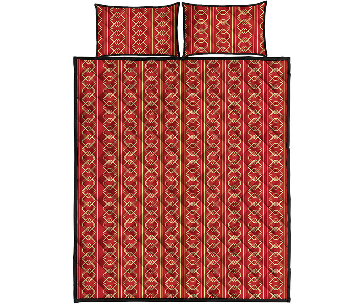 Vintage Japanese Pattern Print Quilt Bed Set
