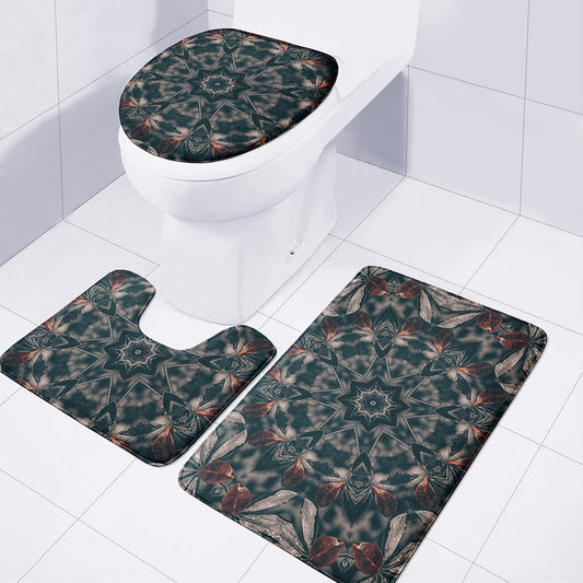Vintage Kaleidoscope Print 3 Piece Bath Mat Set