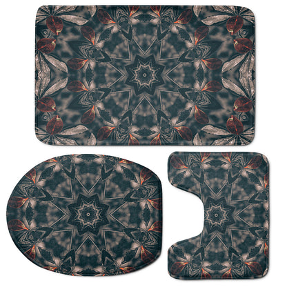 Vintage Kaleidoscope Print 3 Piece Bath Mat Set