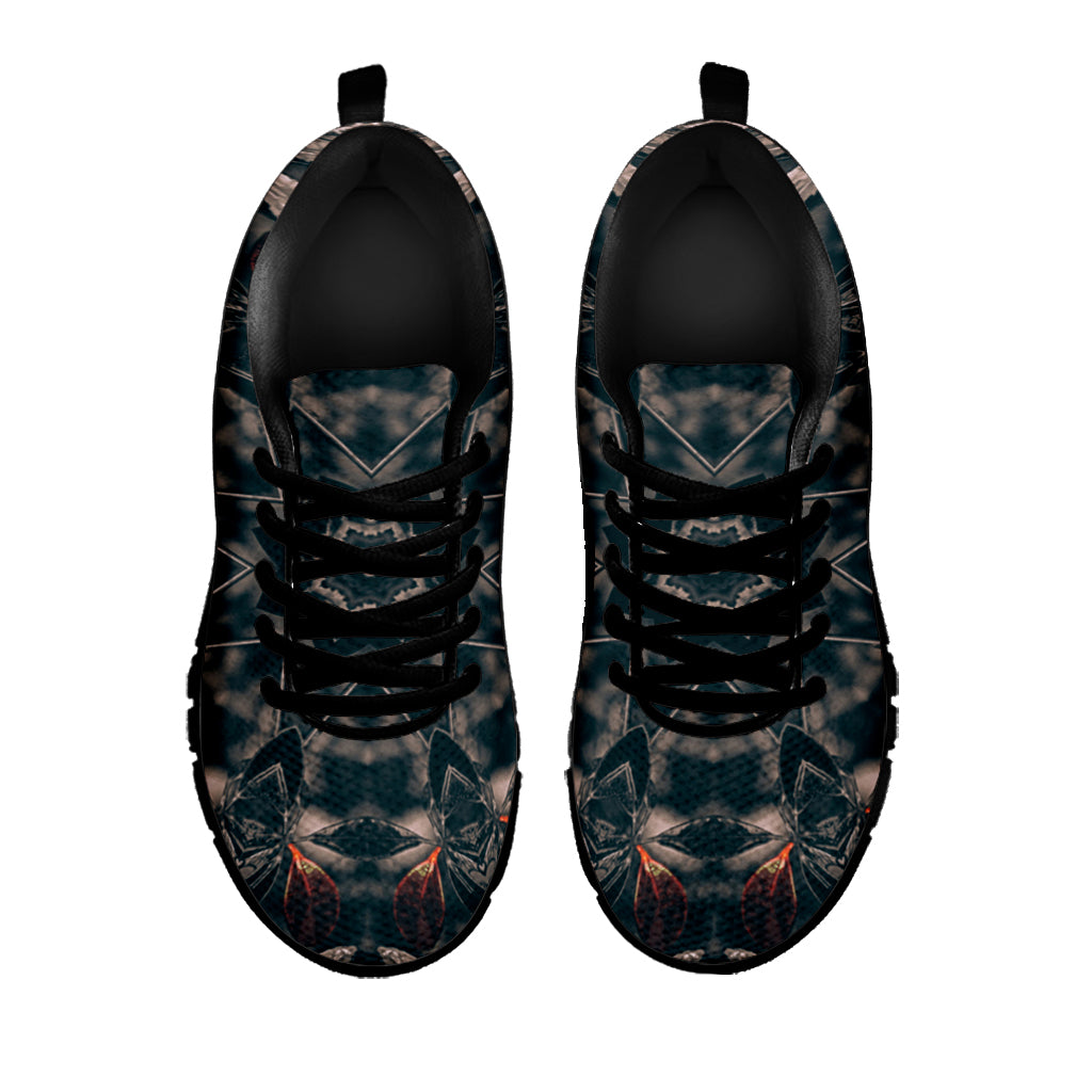 Vintage Kaleidoscope Print Black Sneakers