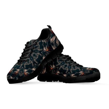 Vintage Kaleidoscope Print Black Sneakers