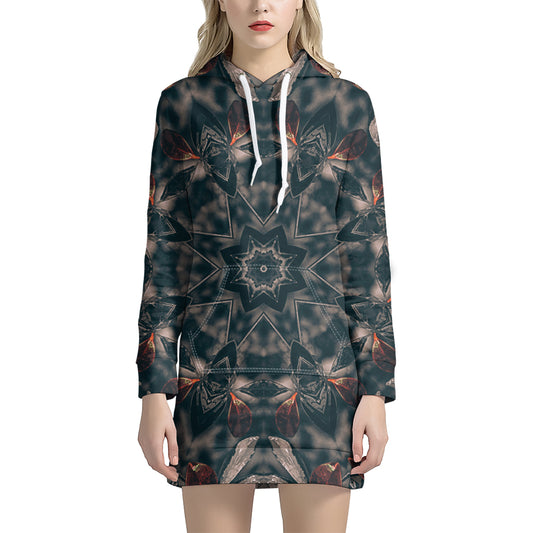 Vintage Kaleidoscope Print Hoodie Dress