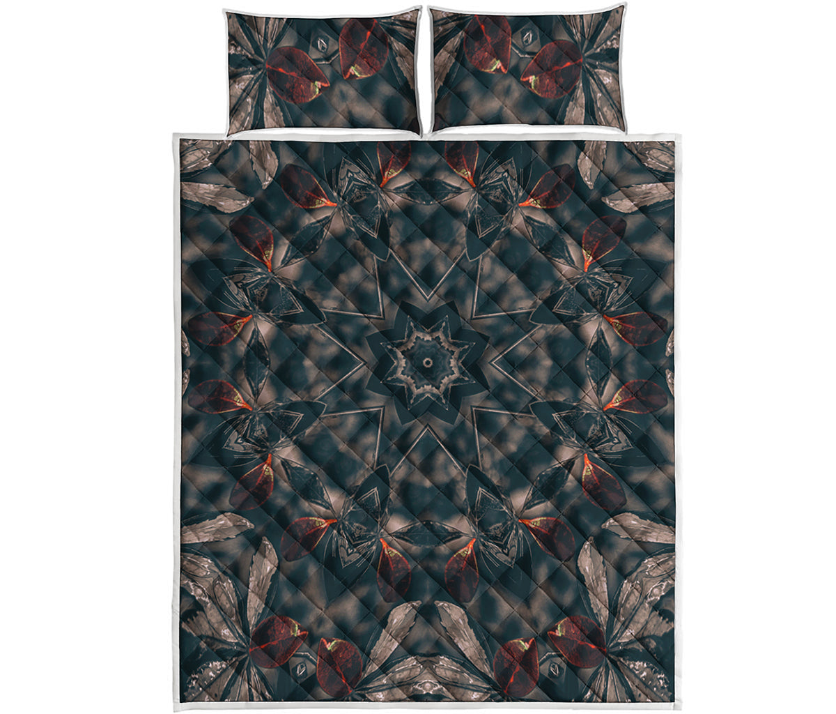 Vintage Kaleidoscope Print Quilt Bed Set