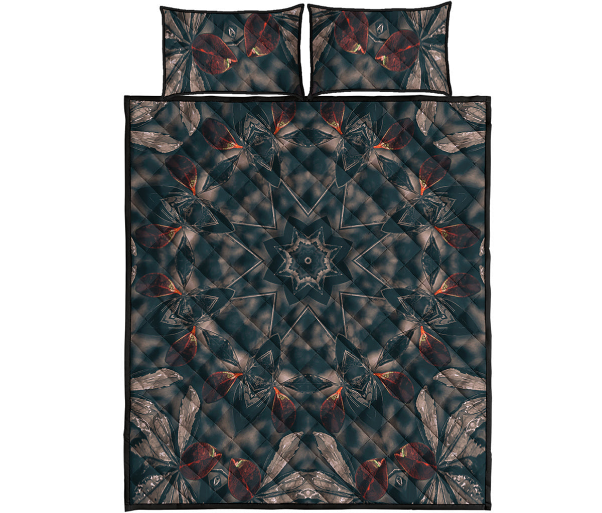 Vintage Kaleidoscope Print Quilt Bed Set