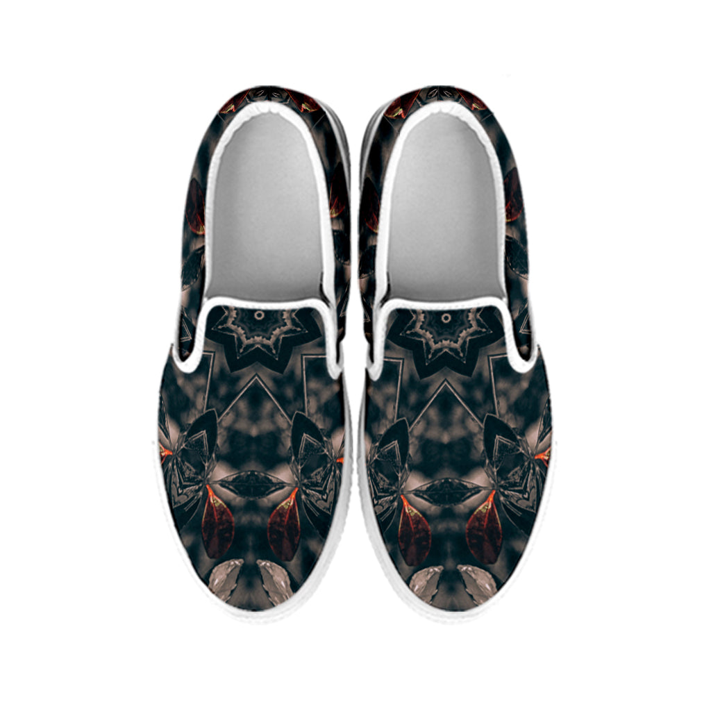 Vintage Kaleidoscope Print White Slip On Shoes
