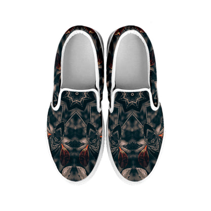 Vintage Kaleidoscope Print White Slip On Shoes