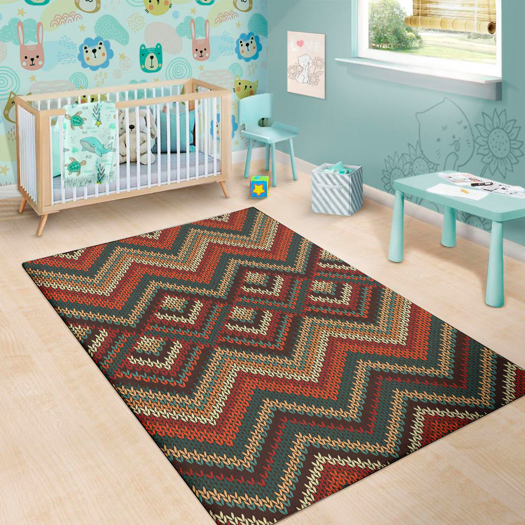Vintage Knitted Pattern Print Area Rug