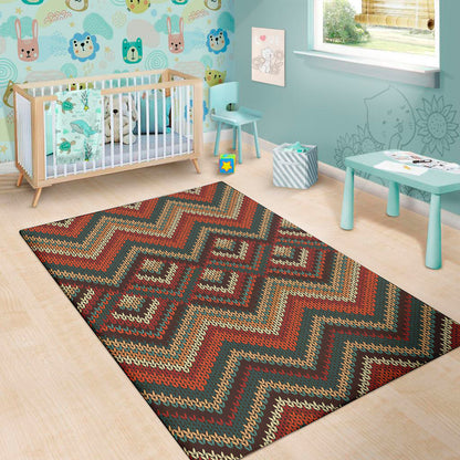 Vintage Knitted Pattern Print Area Rug