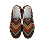 Vintage Knitted Pattern Print Black Slip On Shoes