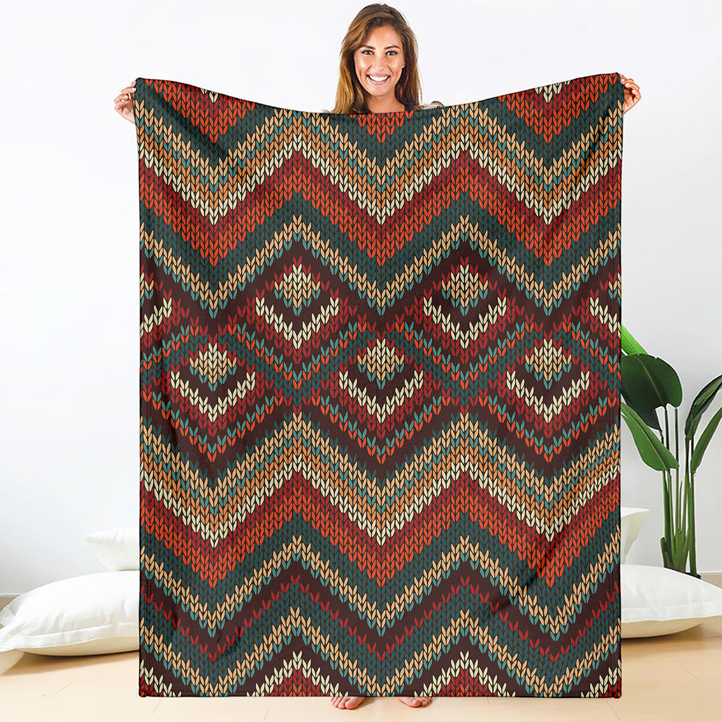 Vintage Knitted Pattern Print Blanket