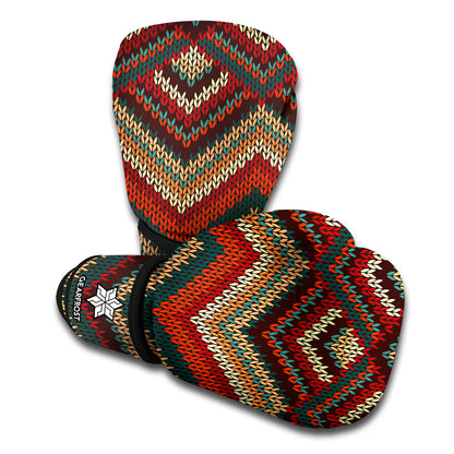 Vintage Knitted Pattern Print Boxing Gloves