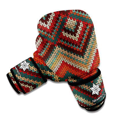 Vintage Knitted Pattern Print Boxing Gloves