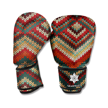 Vintage Knitted Pattern Print Boxing Gloves