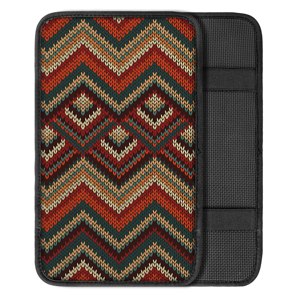 Vintage Knitted Pattern Print Car Center Console Cover