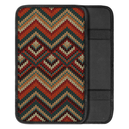 Vintage Knitted Pattern Print Car Center Console Cover
