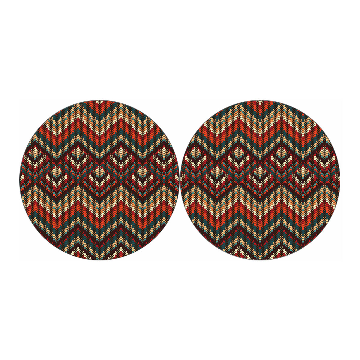 Vintage Knitted Pattern Print Car Coasters