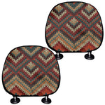Vintage Knitted Pattern Print Car Headrest Covers
