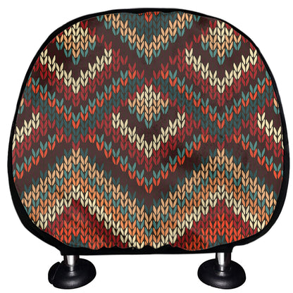 Vintage Knitted Pattern Print Car Headrest Covers