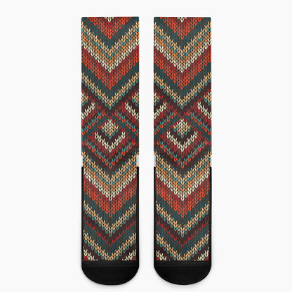 Vintage Knitted Pattern Print Crew Socks