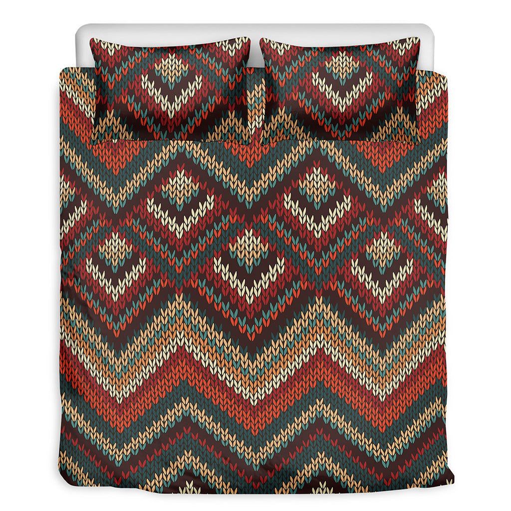 Vintage Knitted Pattern Print Duvet Cover Bedding Set