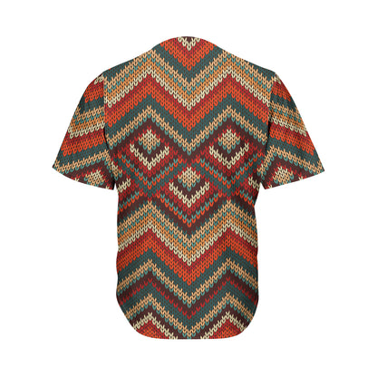 Vintage Knitted Pattern Print Men's Baseball Jersey