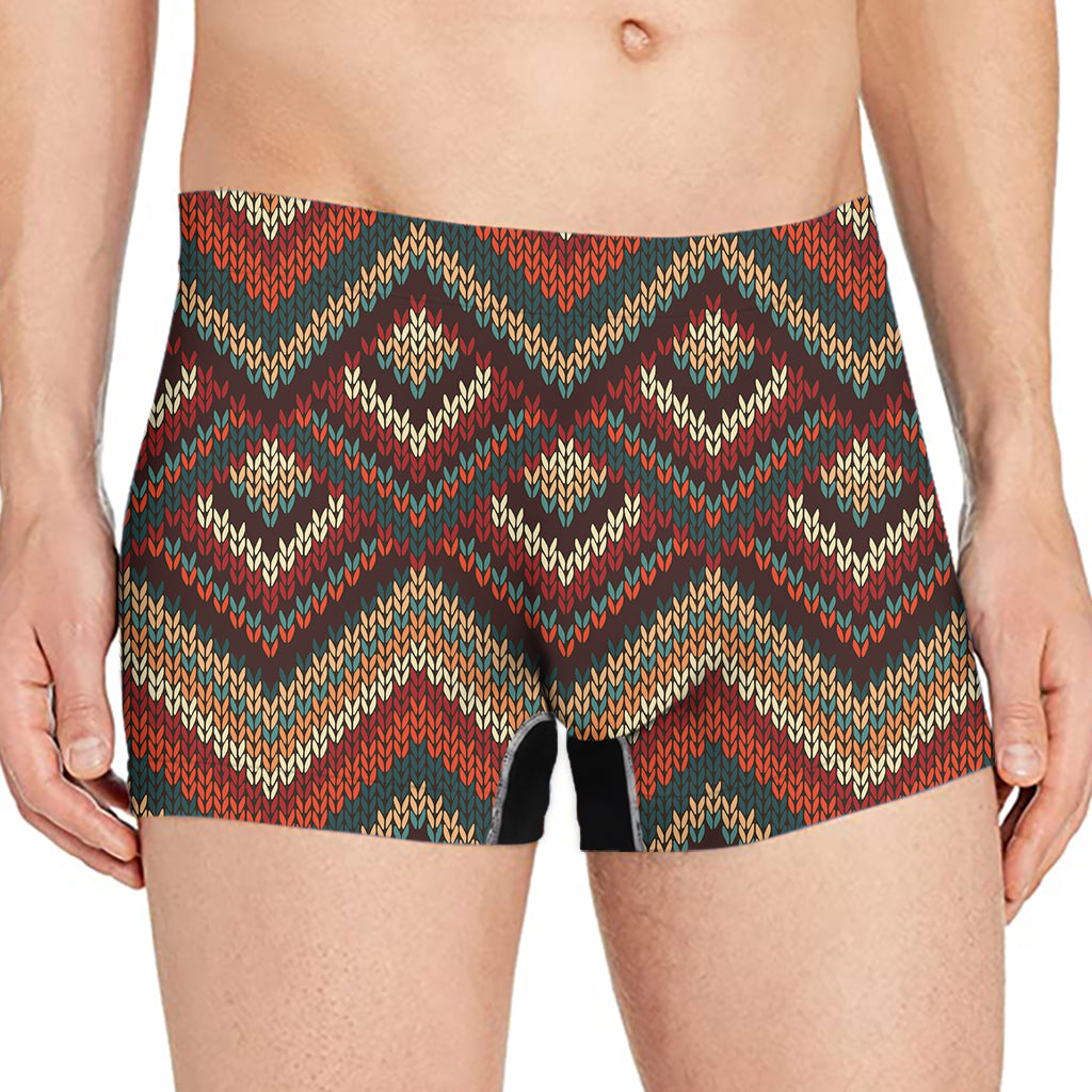 Vintage Knitted Pattern Print Men's Boxer Briefs