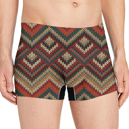 Vintage Knitted Pattern Print Men's Boxer Briefs