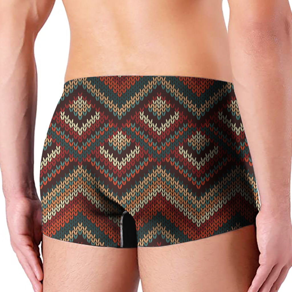Vintage Knitted Pattern Print Men's Boxer Briefs