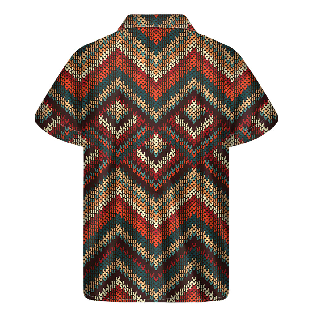 Vintage Knitted Pattern Print Men's Short Sleeve Shirt