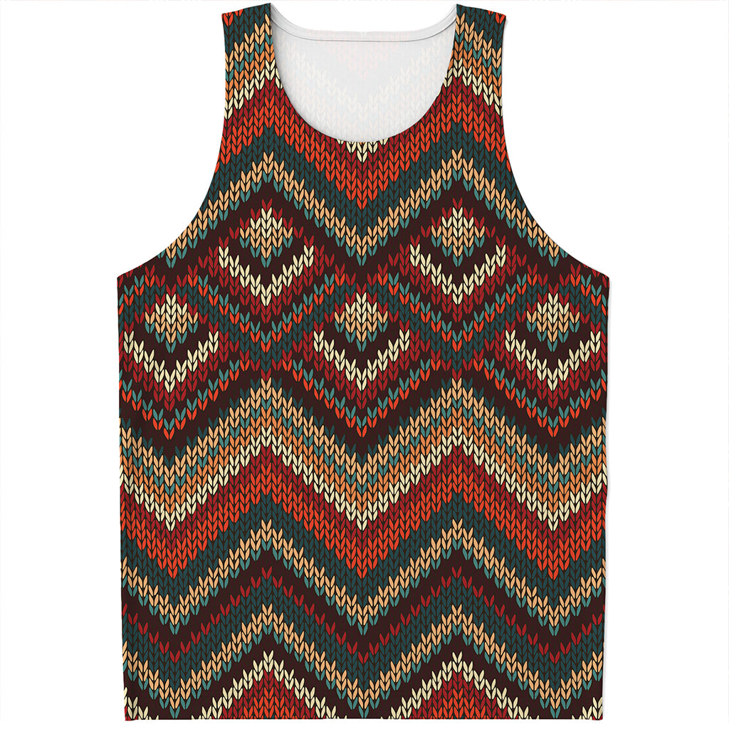 Vintage Knitted Pattern Print Men's Tank Top