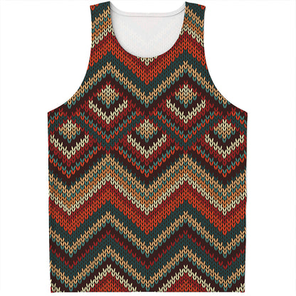 Vintage Knitted Pattern Print Men's Tank Top