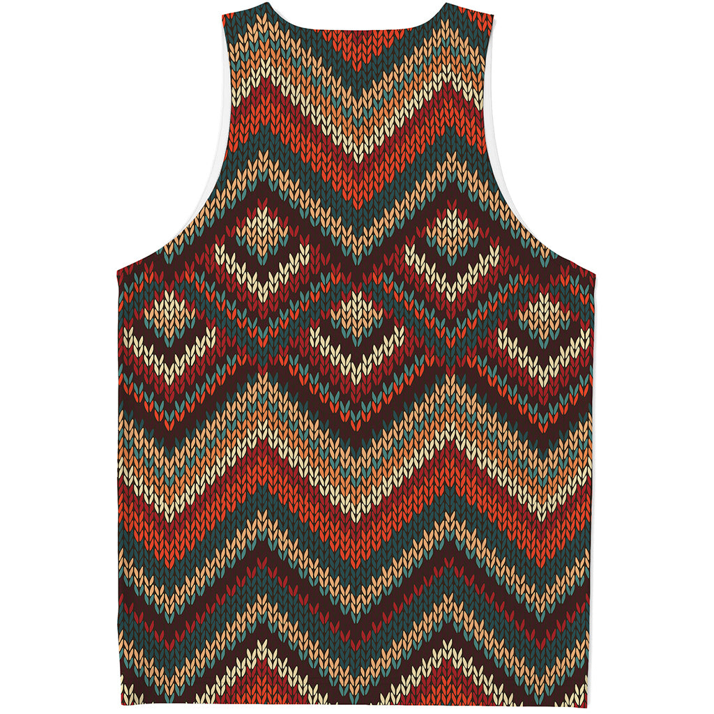 Vintage Knitted Pattern Print Men's Tank Top