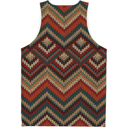 Vintage Knitted Pattern Print Men's Tank Top