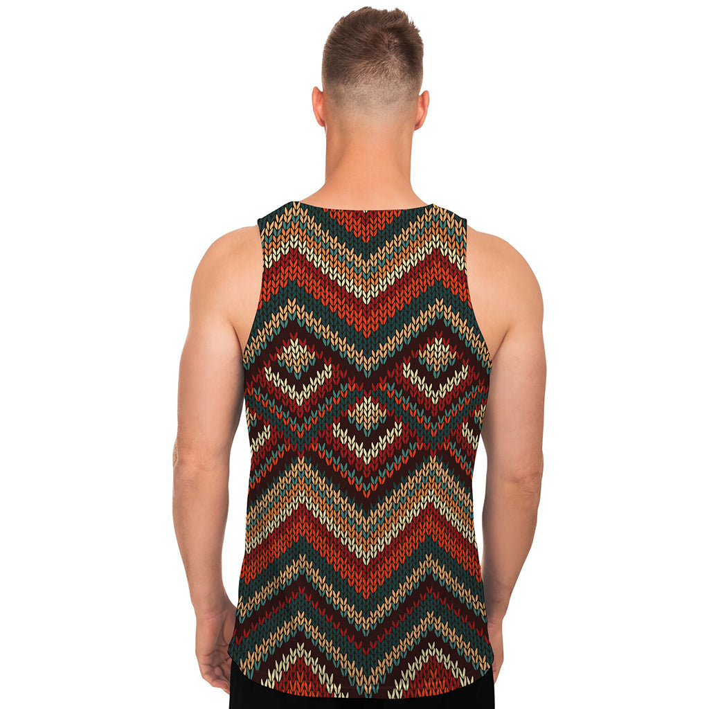 Vintage Knitted Pattern Print Men's Tank Top