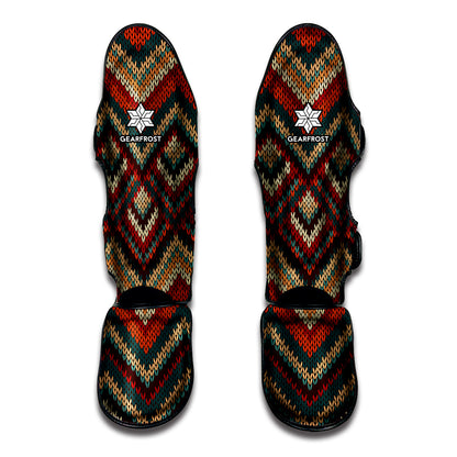 Vintage Knitted Pattern Print Muay Thai Shin Guard