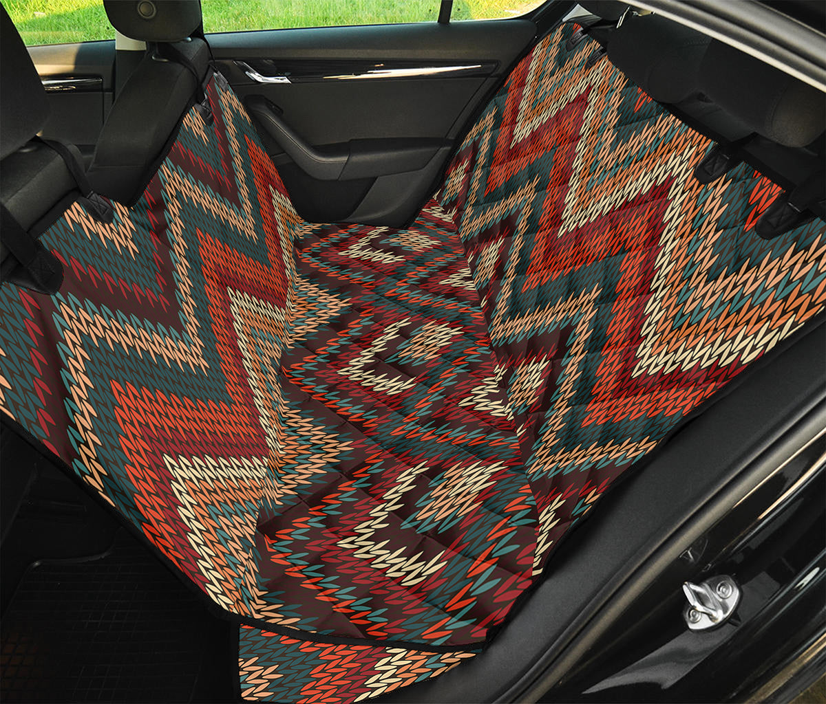 Vintage Knitted Pattern Print Pet Car Back Seat Cover