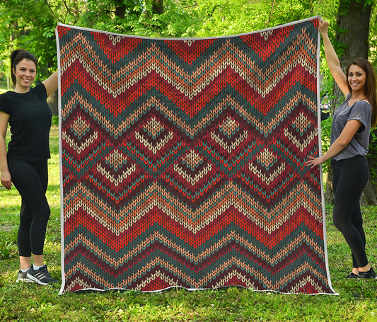 Vintage Knitted Pattern Print Quilt