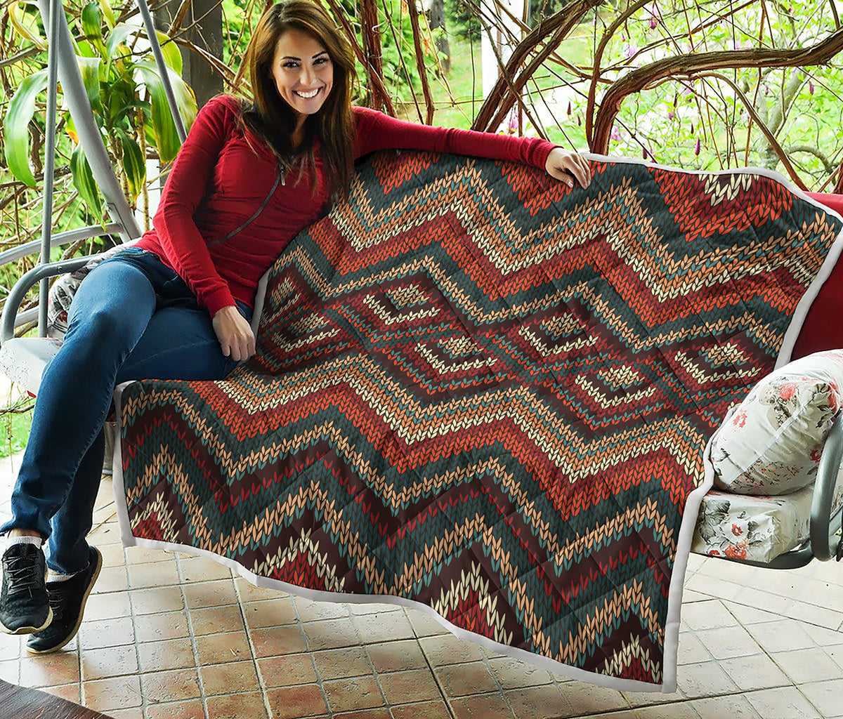 Vintage Knitted Pattern Print Quilt