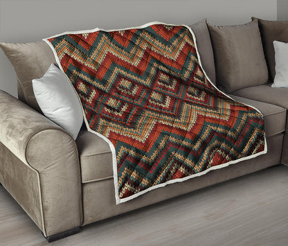 Vintage Knitted Pattern Print Quilt
