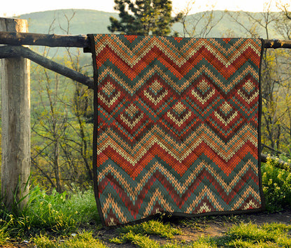 Vintage Knitted Pattern Print Quilt