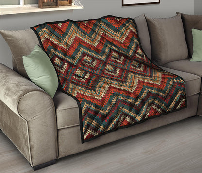 Vintage Knitted Pattern Print Quilt