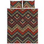 Vintage Knitted Pattern Print Quilt Bed Set
