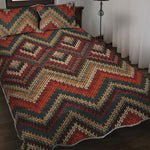 Vintage Knitted Pattern Print Quilt Bed Set
