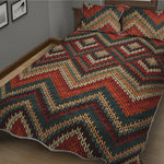 Vintage Knitted Pattern Print Quilt Bed Set