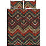 Vintage Knitted Pattern Print Quilt Bed Set