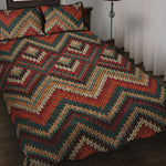 Vintage Knitted Pattern Print Quilt Bed Set